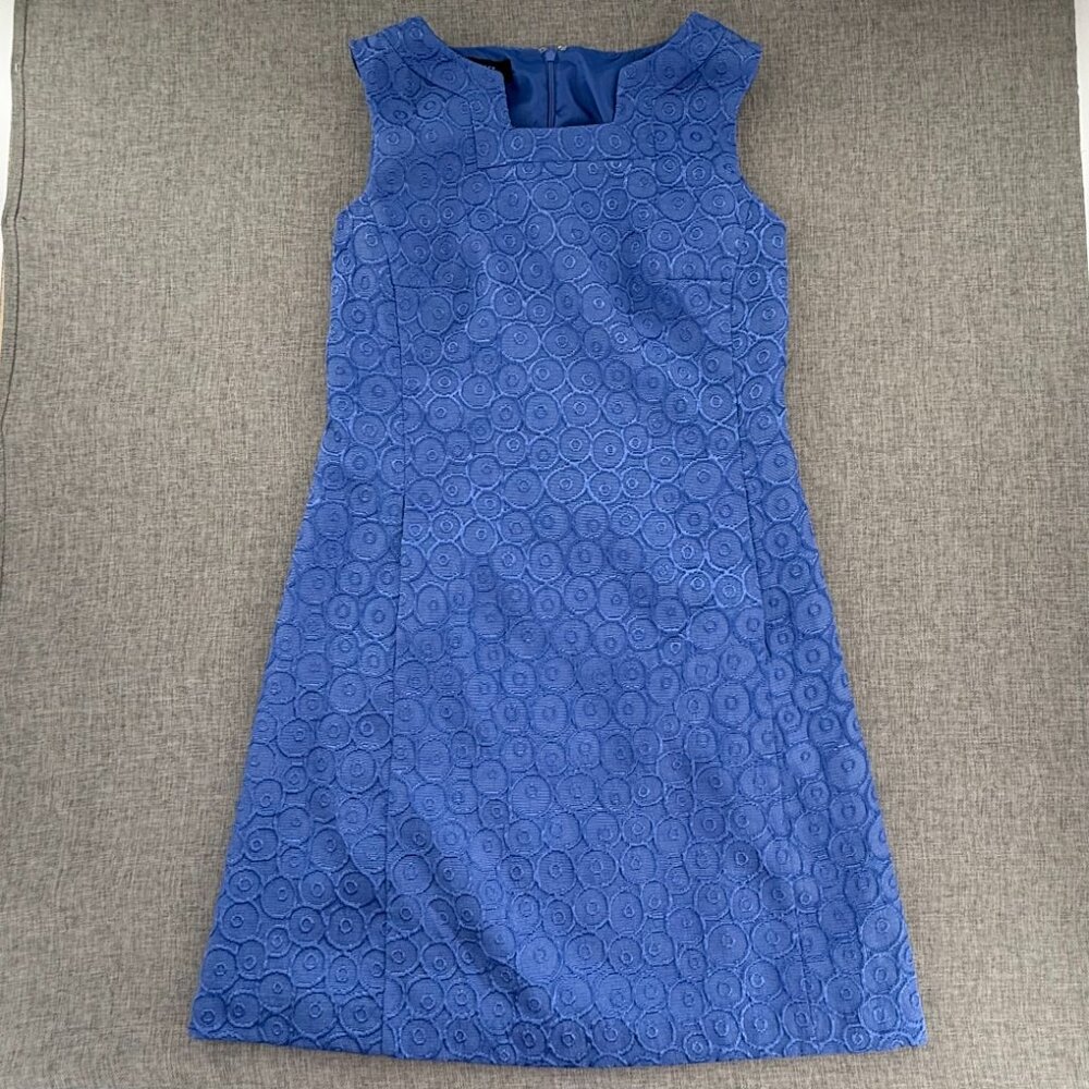 Nine West Sheath Dress Blue Sleeveless Size 4 Lined Elegant Cocktail Pockets